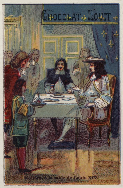 Moliere vid Ludvig XIV:s bord av French School
