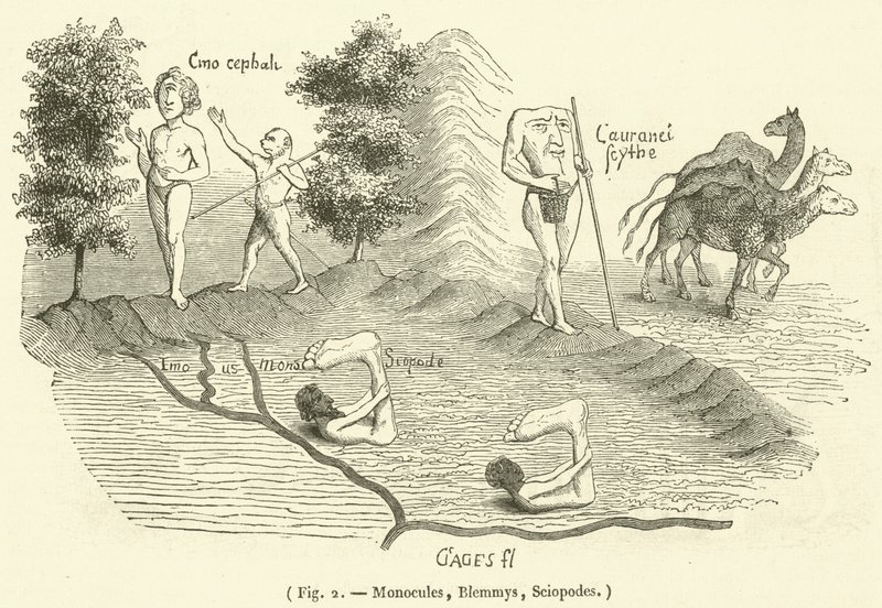 Monocules, Blemmys, Sciopodes (gravyr) av French School