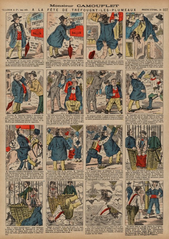 Monsieur Camouflet på mässan i Trefougny-les-Plumeaux (färgad gravyr) av French School