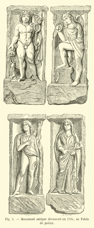 Forntida monument upptäcktes 1784, vid Palais de justice av French School