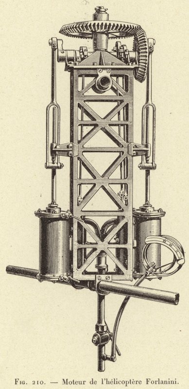 Forlanini helikoptermotor (gravyr) av French School