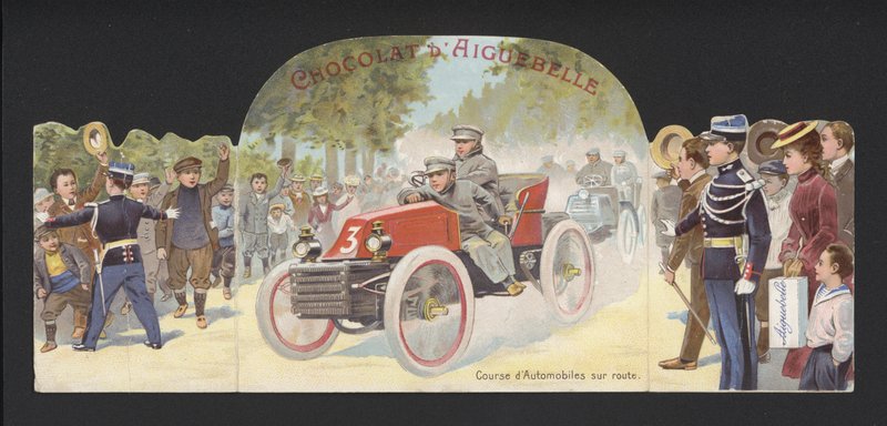 Motorrace på den öppna vägen (chromolitho) av French School