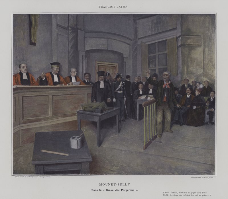 Mounet-Sully i "Greve des Forgerons" (färg litho) av French School