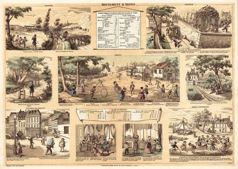 Rörelse och vila (färglitografi) av French School