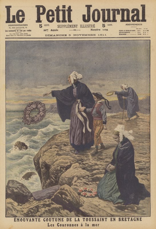 Rörlig tradition på alla helgons dag i Bretagne (färg litho) av French School