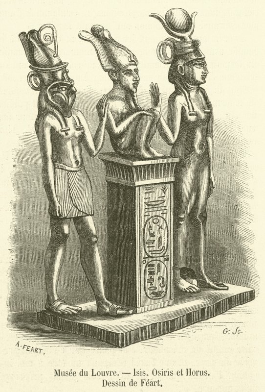 Louvren, Isis, Osiris och Horus (gravyr) av French School