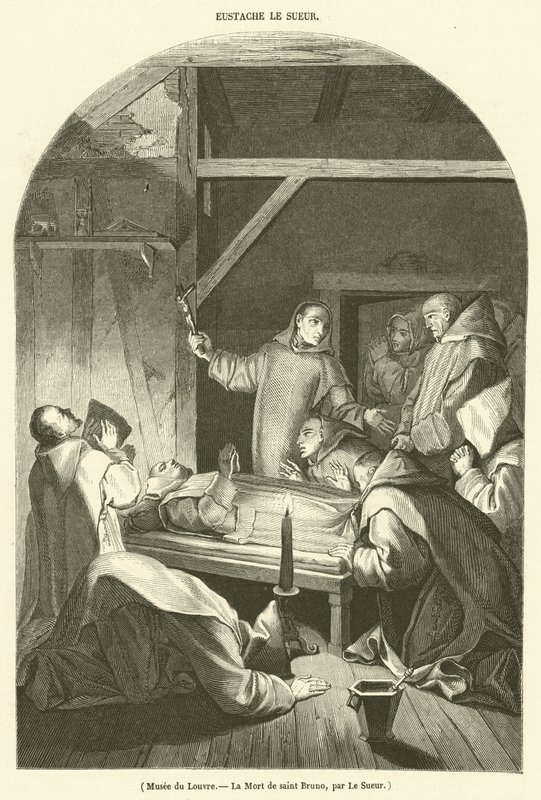 Louvren, Saint Brunos död (gravyr) av French School