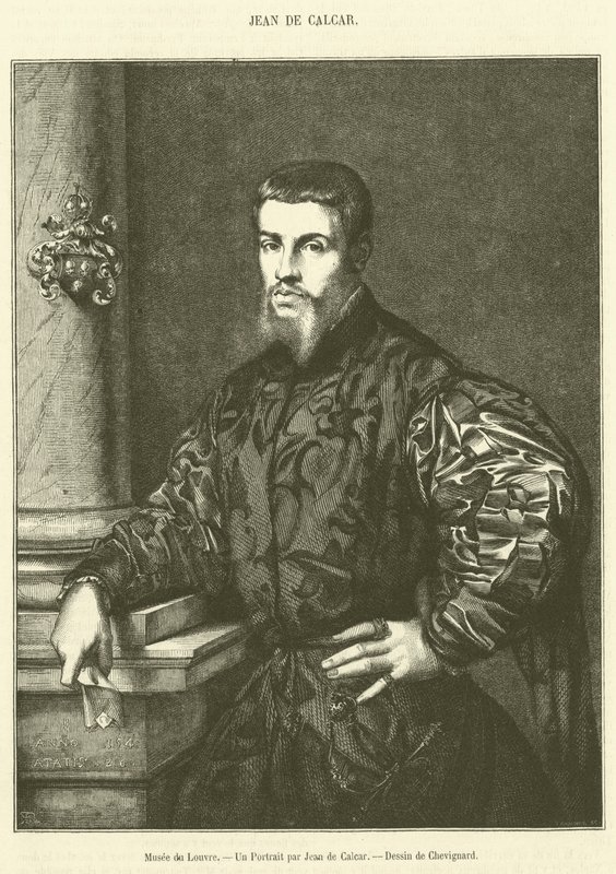 Louvren, ett porträtt av Jean de Calcar (gravyr) av French School