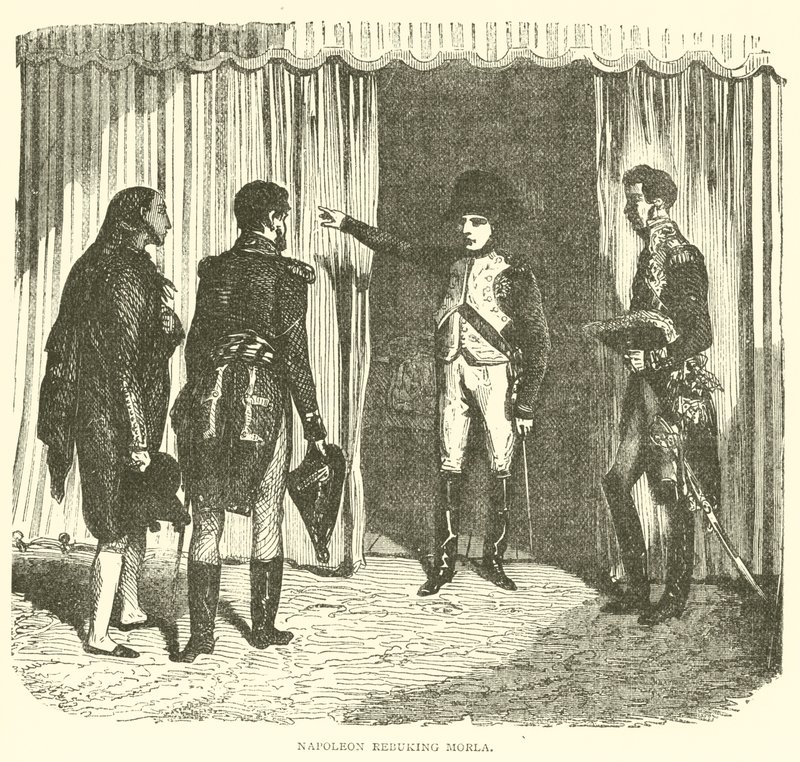 Napoleon tillrättavisar Morla (gravyr) av French School