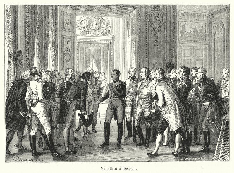 Napoleon a Dresde (gravyr) av French School