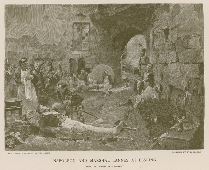 Napoleon och marskalk Lannes vid Essling av French School