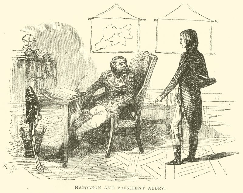 Napoleon och president Aubry (gravyr) av French School