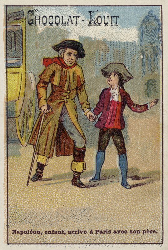 Napoleon anländer till Paris som barn med sin far av French School