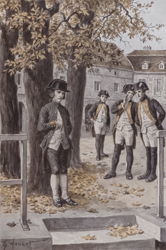 Napoleon vid Ecole Militaire, Brienne (litografi) av French School