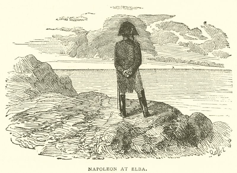 Napoleon vid Elba (gravyr) av French School
