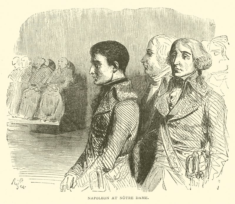 Napoleon vid Notre Dame (gravyr) av French School