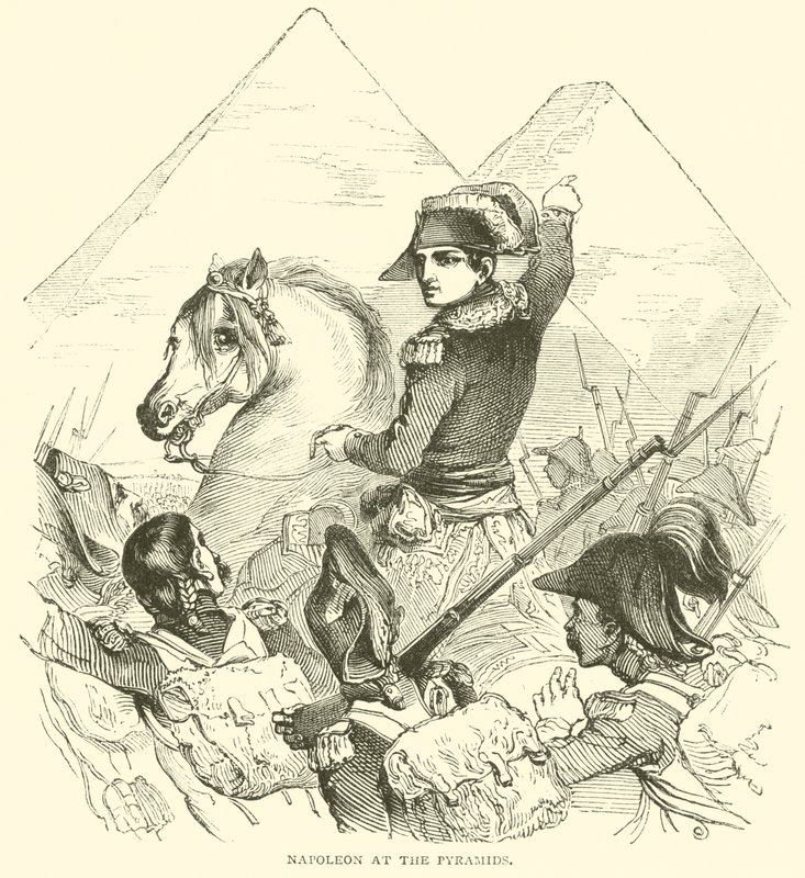 Napoleon vid pyramiderna (gravyr) av French School