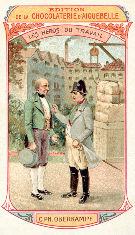 Napoleon delar ut Legion dHonneur till den franske industrimannen Christophe-Philippe Oberkampf, 1806 av French School