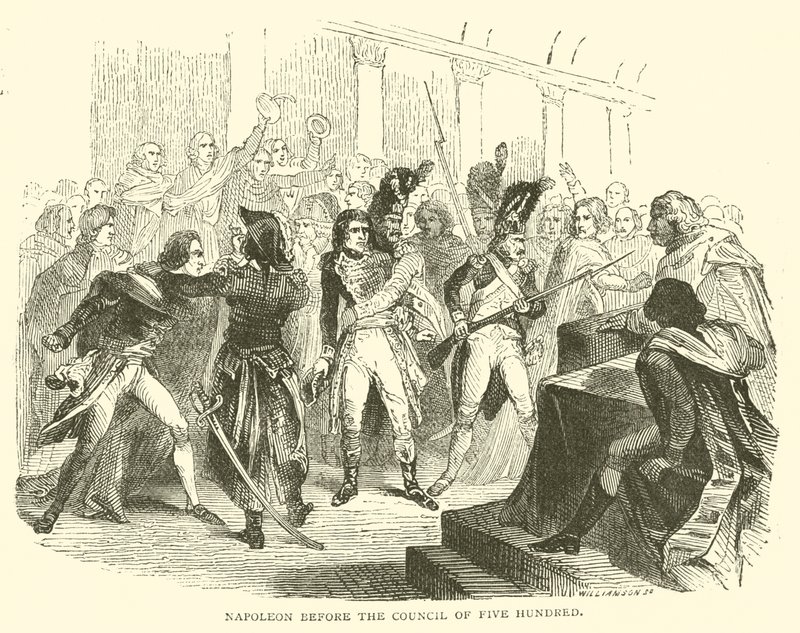 Napoleon inför rådet på femhundra (gravyr) av French School