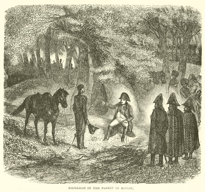 Napoleon i skogen i Hanau (gravyr) av French School