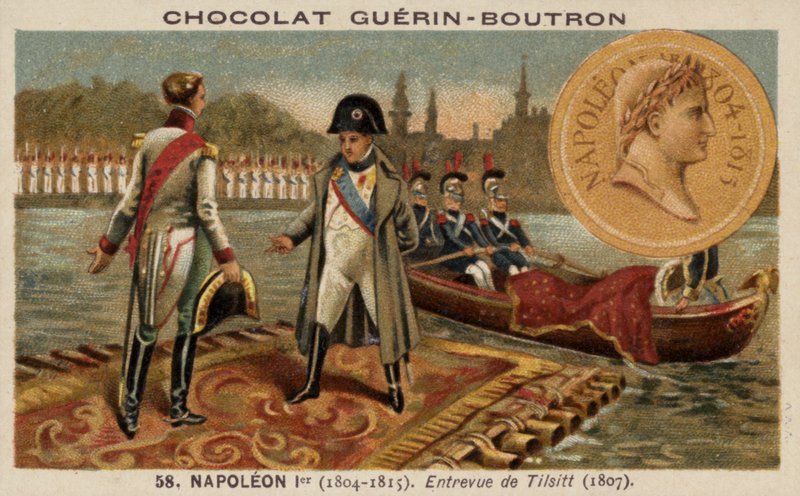 Napoleon möter Alexander I av Ryssland i Tilsit av French School