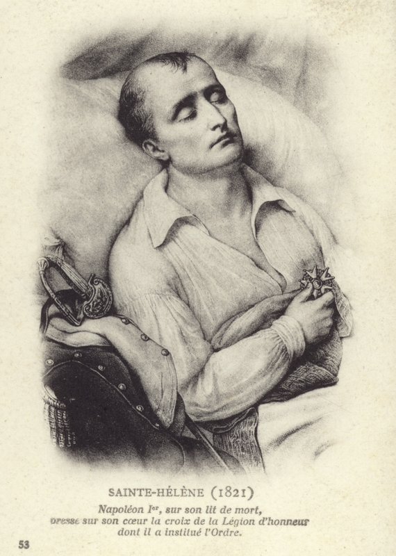 Napoleon på sin dödsbädd av French School