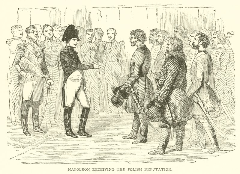 Napoleon tar emot den polska deputationen (gravyr) av French School