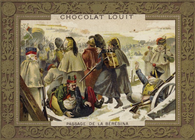 Napoleons Grande Armee korsar floden Berezina på reträtten från Ryssland, 1812 av French School