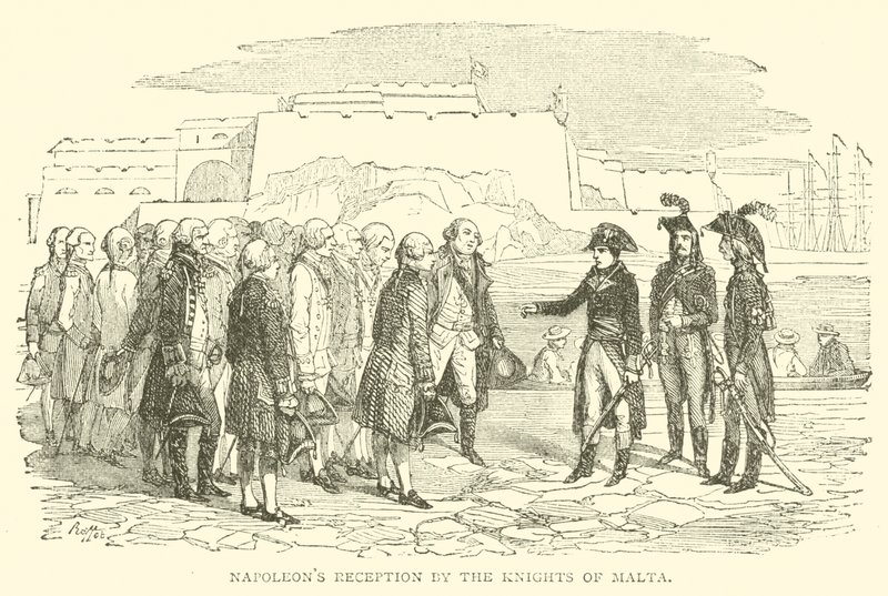 Napoleons mottagning av riddarna av Malta (gravyr) av French School