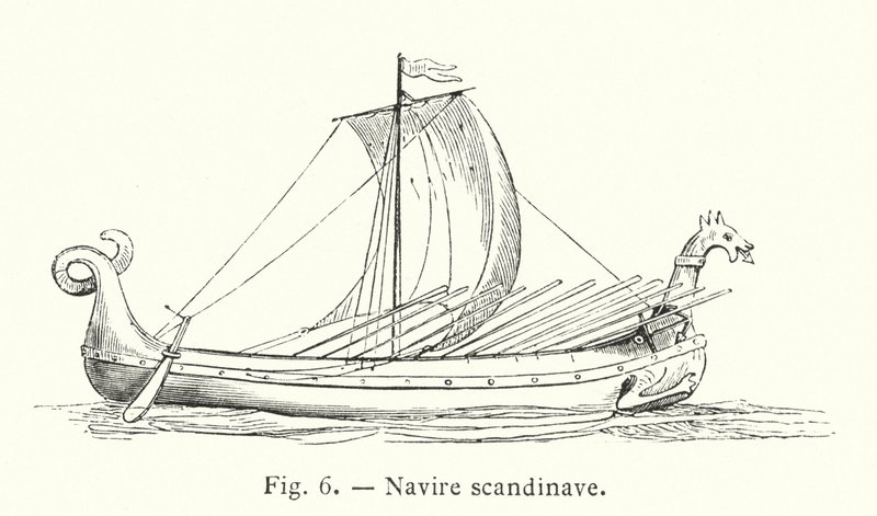 Skandinaviskt skepp (gravyr) av French School