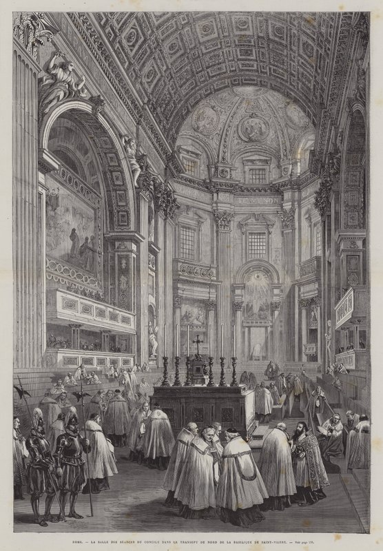 Norra tvärskeppet av Peterskyrkan, Vatikanstaten, Rom, Italien (gravyr) av French School