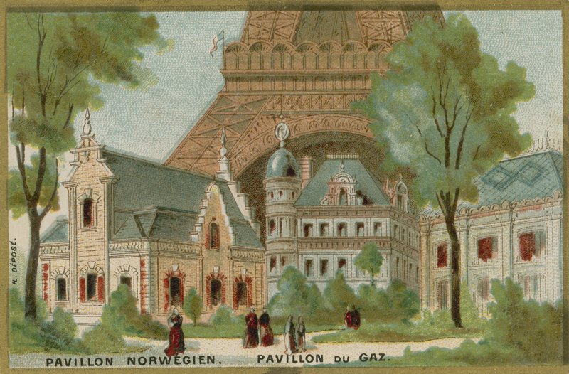Norsk och gaspaviljong på Paris World Fair av French School