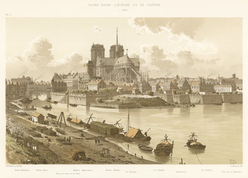 Notre-Dame lEveche och klostret, 1595 av French School