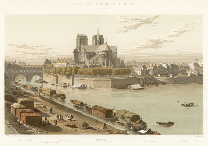 Notre-Dame lEveche och klostret, 1750 av French School