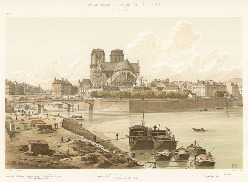 Notre-Dame lEveche och klostret, 1830 av French School