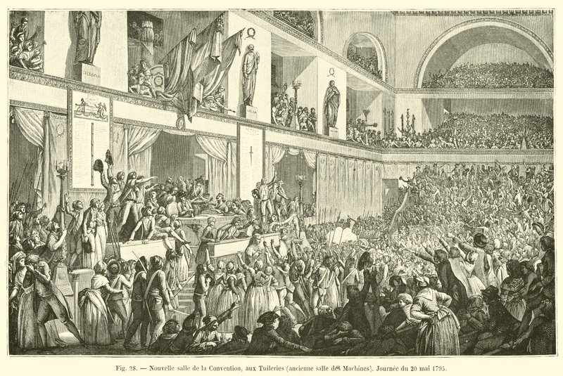 Ny kongresshall, vid Tuilerierna, före detta maskinrum, den 20 maj 1795 av French School
