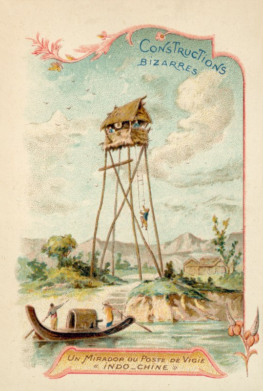Utsiktstorn, Indokina (chromolitho) av French School