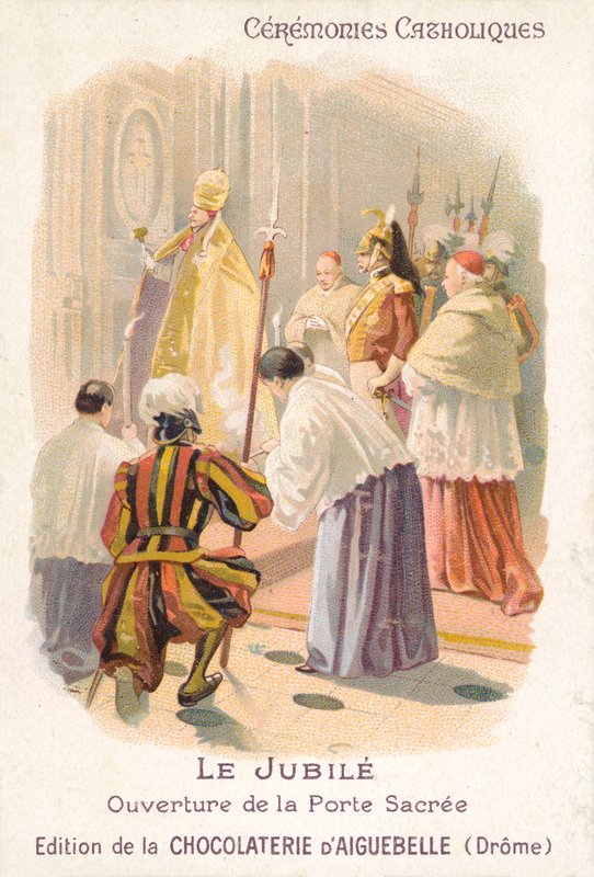 Öppnande av den heliga dörren av påven, Jubilee (chromolitho) av French School