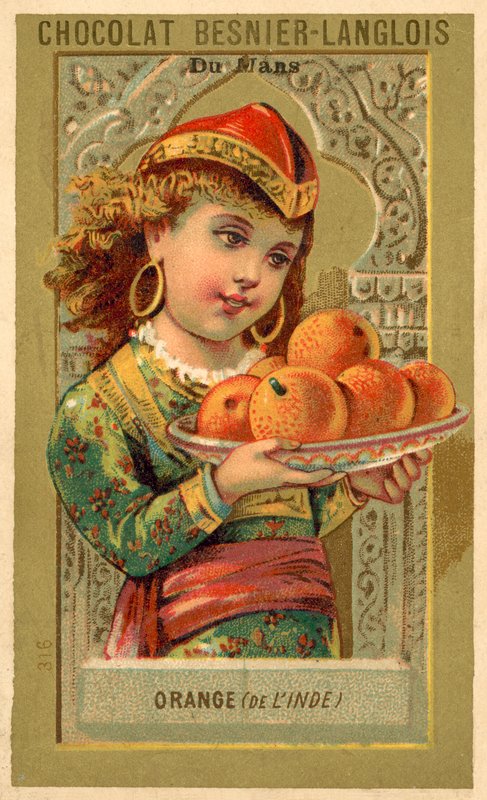 Apelsiner från Indien (chromolitho) av French School