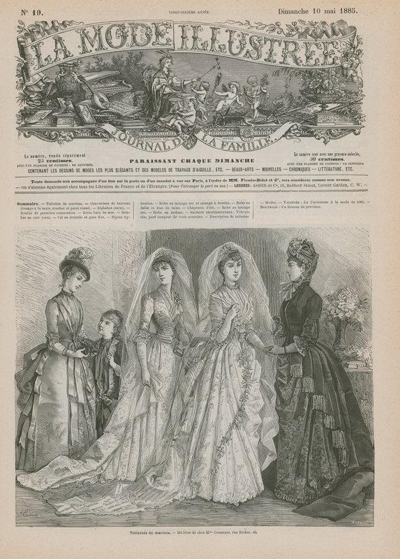 Sida från La Mode Illustree, 1885 av French School