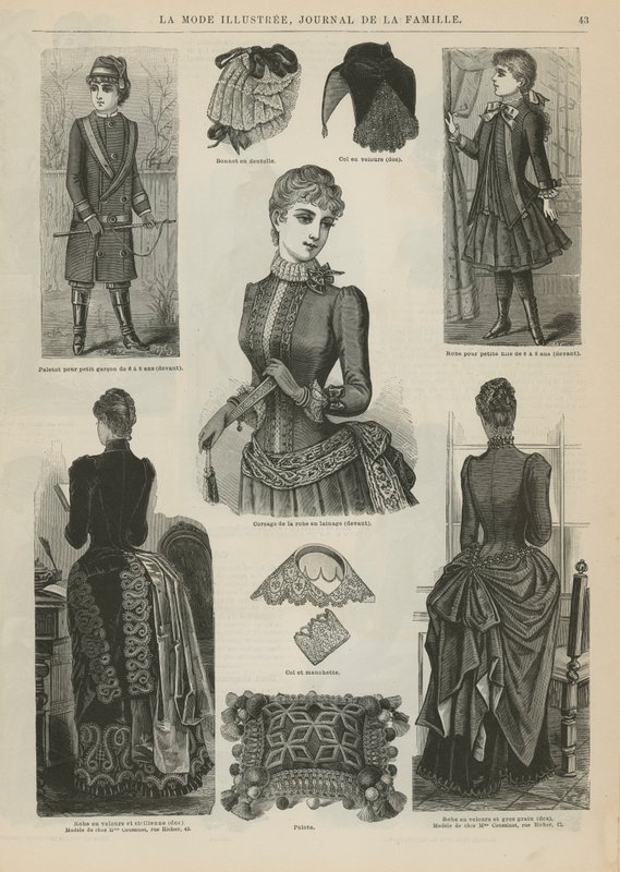 Sida från La Mode Illustree, 1885 av French School
