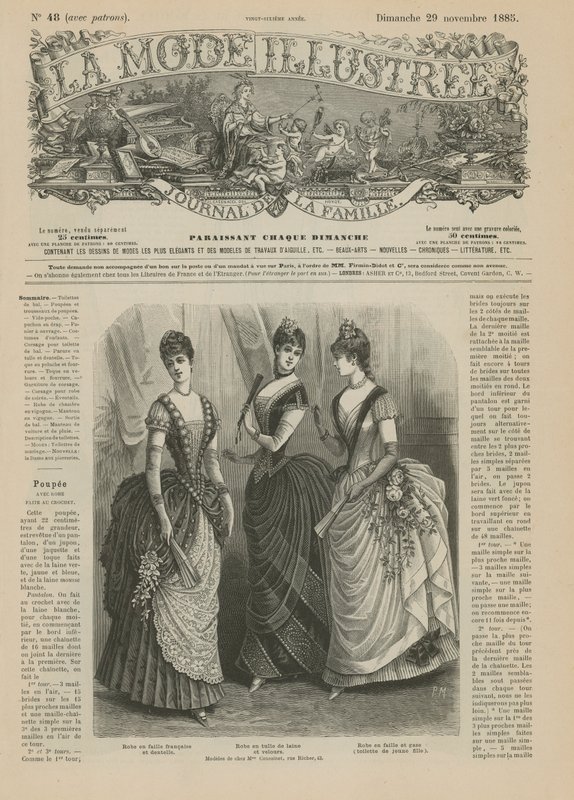 Sida från La Mode Illustree, 1885 av French School