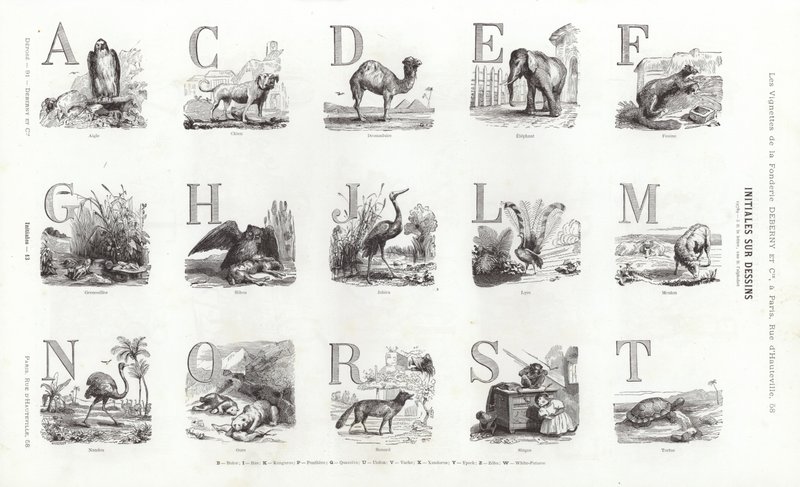 Sida från typografiska vinjetter (gravyr) av French School