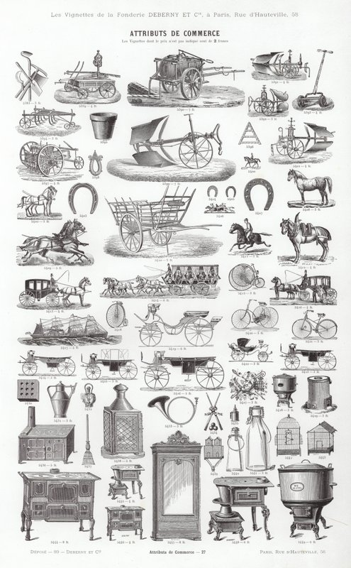 Sida från typografiska vinjetter (gravyr) av French School