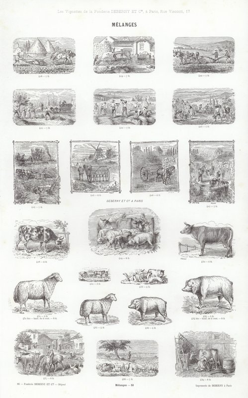 Sida från typografiska vinjetter (gravyr) av French School