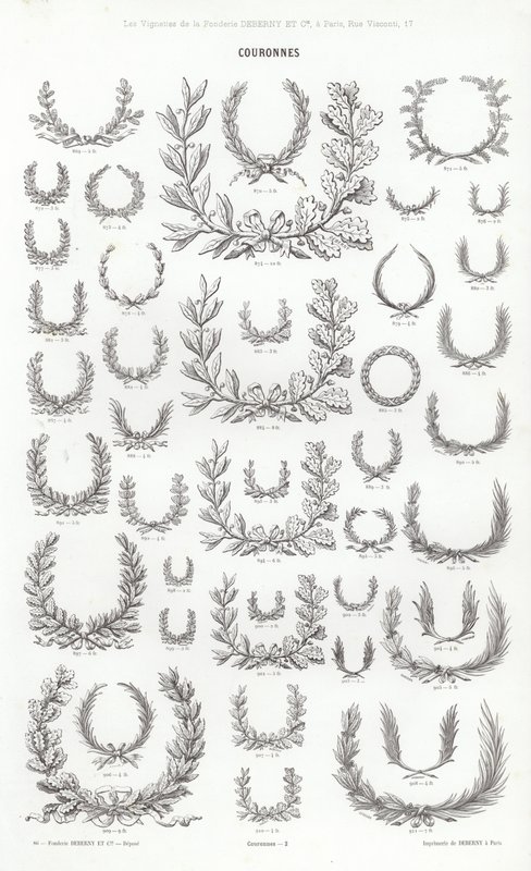 Sida från typografiska vinjetter (gravyr) av French School