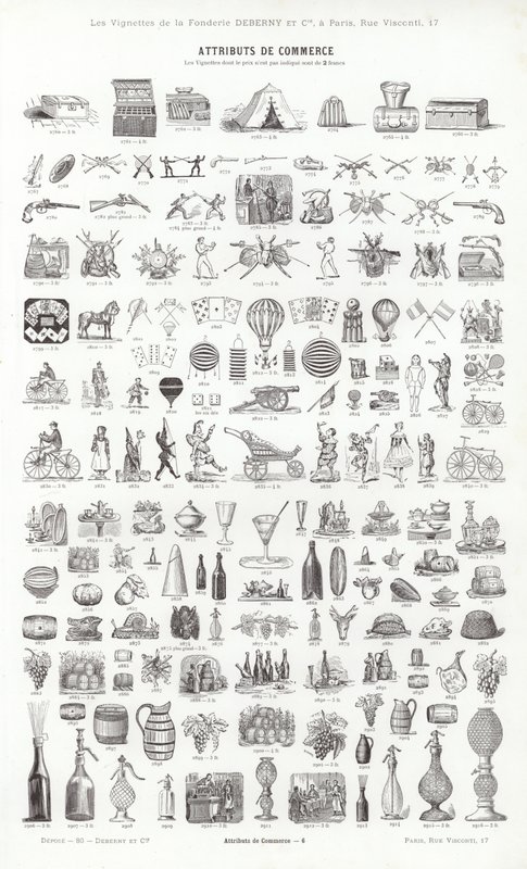 Sida från typografiska vinjetter (gravyr) av French School