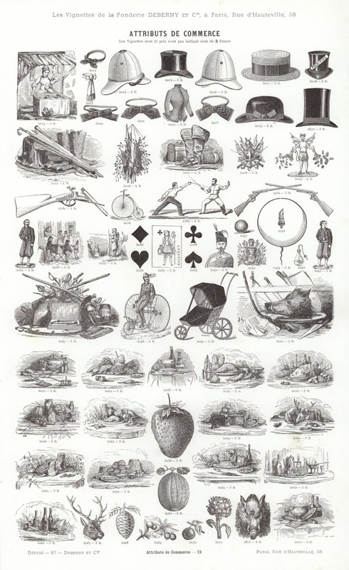 Sida från typografiska vinjetter (gravyr) av French School