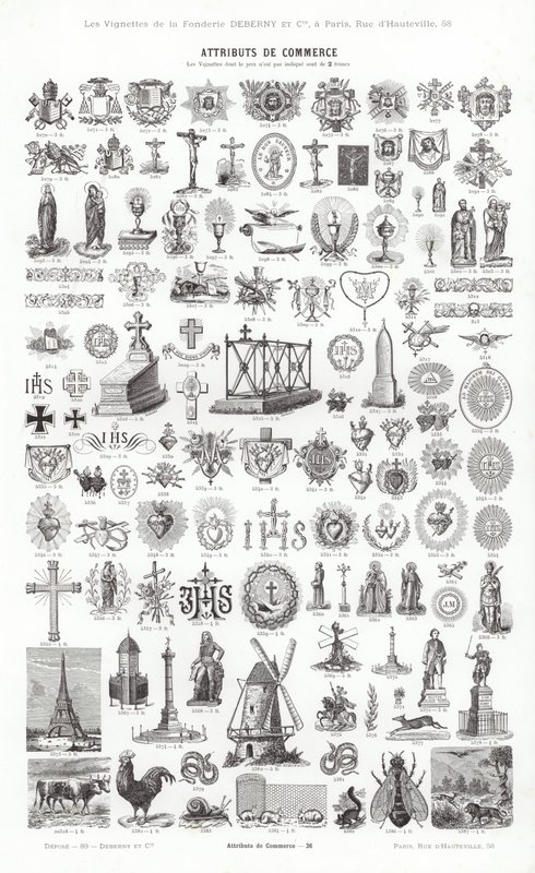 Sida från typografiska vinjetter (gravyr) av French School
