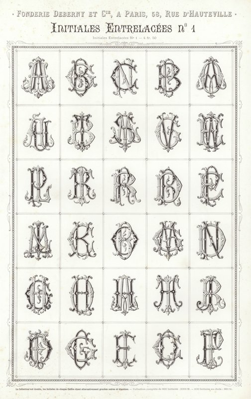Sida från typografiska vinjetter (gravyr) av French School